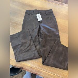 12th Tribe Dark Brown Faux Leather Trousers